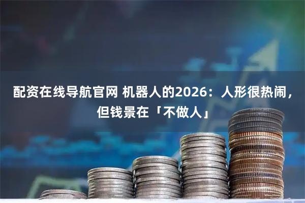 配资在线导航官网 机器人的2026：人形很热闹，但钱景在「不做人」